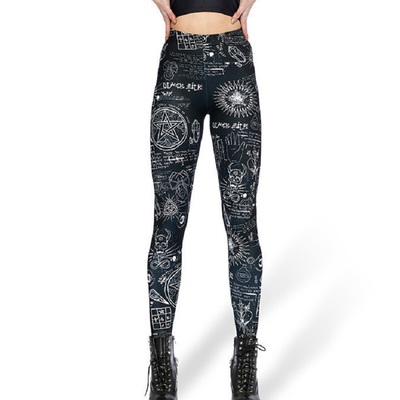 Black Sun and Stars Printed Leggings