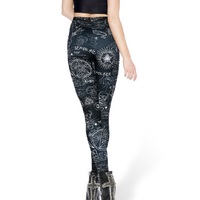 Black Sun and Stars Printed Leggings - Thumbnail 2