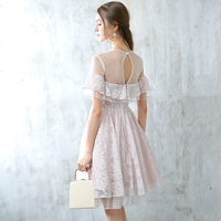 Pink lace short prom dress, homecoming dress - Thumbnail 3