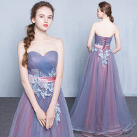 Cute sweetheart neck tulle long prom dress, evening dress - Thumbnail 3