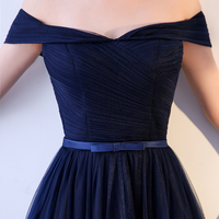 Dark blue long prom dress, simple evening dress - Thumbnail 1