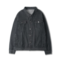 Free Shipping-VINTAGE DENIM JACKET IN WASHED BLACK - Thumbnail 3