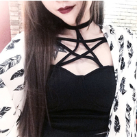 Black Gothic Crop Top - Thumbnail 4
