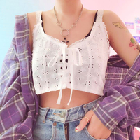  Cross Lace Up Holow Out Camisole Top - Thumbnail 1