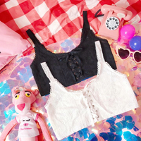  Cross Lace Up Holow Out Camisole Top - Thumbnail 3