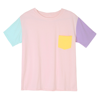 COLOR BLOCK POCKET TEE IN PINK