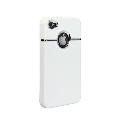 Deluxe white and chrome hard case cover for iphone 4 4g 4s