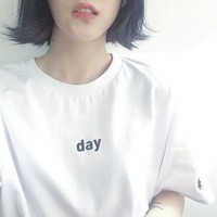 Day and Night Letter Print Harajuku Kawaii T-shirts - Thumbnail 1