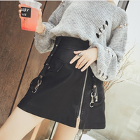 Harajuku Black PU Leather Fashion Skirt - Thumbnail 2