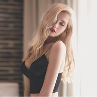 Black Satin Crop Top - Thumbnail 1