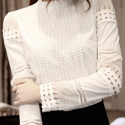 Elegant white long sleeve lace blouse - Thumbnail 5