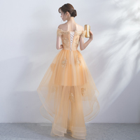 Champagne high low lace prom dress, homecoming dress - Thumbnail 4