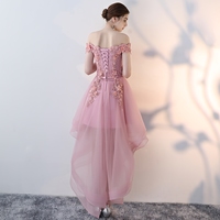 Pink high low lace prom dress, homecoming dress - Thumbnail 3