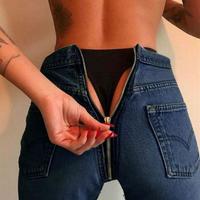 Fashion Trending Hip Zipper High Waist Denim Jeans - Thumbnail 1