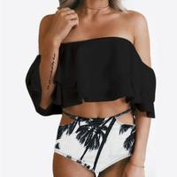 Sexy Bikini Bikini Double Frilled Word Shoulder Swimsuit - Thumbnail 2