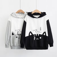 New cute cartoon letter color matching cat hoodies - Thumbnail 2