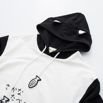 New cute cartoon letter color matching cat hoodies