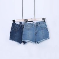 Design High Waist Five-Pointed Star Denim Shorts - Thumbnail 3