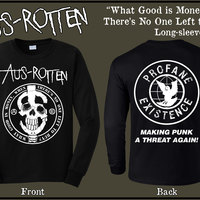 AUS ROTTEN - What Good Is Money, When There Is No One Left To Buy"...Long-sleeve shirt.  - Thumbnail 1