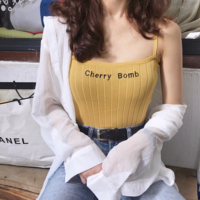 Cherry Bomb Embroidery Knitted Camisole Top - Thumbnail 1