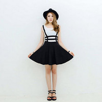 Women's Pleated Suspender Skirt Elastic dress  - Thumbnail 2