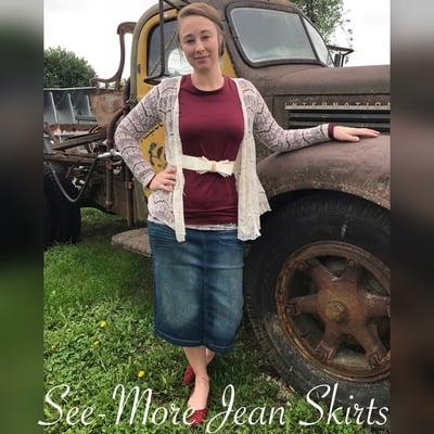 JENNY MID-LENGTH VINTAGE WASH DENIM SKIRT