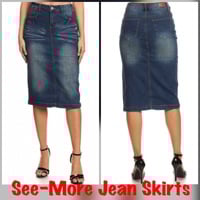 JENNY MID-LENGTH VINTAGE WASH DENIM SKIRT - Thumbnail 1