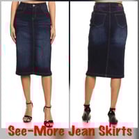 JENNY MID-LENGTH DARK WASH DENIM SKIRT - Thumbnail 1