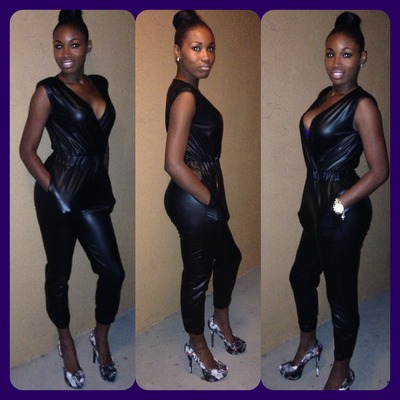 Faux leather jumper pants 