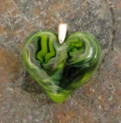 Rainforest Green Glass Heart Pendant
