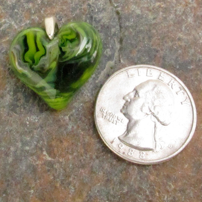 Rainforest green glass heart pendant