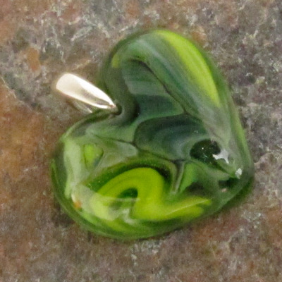 Rainforest green glass heart pendant