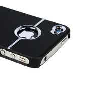 Deluxe Black and Chrome Hard Case Cover for iPhone 4 4G 4S - Thumbnail 2
