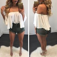 Off Shoulder Camisas Mujer Half Sleeve Ladies Tops - Thumbnail 2