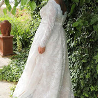 Long Sleeves Plus Size Wedding Dress  V Neck - Thumbnail 2