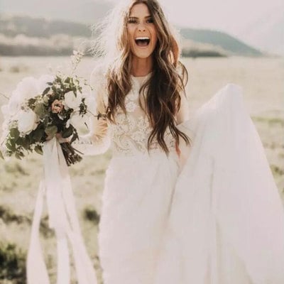 Vinatge boho wedding dress with long sleeves - Thumbnail 5