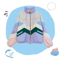 New cute embroidery color matching baseball uniform jacket - Thumbnail 1