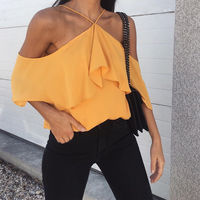 Sleeveless Chiffon Spaghetti Strap Double-layered Tops - Thumbnail 1