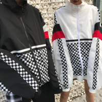 Free Shipping-COLOR BLOCK CHECKER WINDBREAKER JACKET - Thumbnail 1