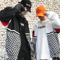 Free Shipping-COLOR BLOCK CHECKER WINDBREAKER JACKET - Thumbnail 2