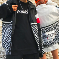 Free Shipping-COLOR BLOCK CHECKER WINDBREAKER JACKET - Thumbnail 3