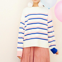 Harajuku Striped Knitted Sweater - Thumbnail 1