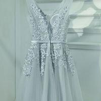Baby Bule V Neck Prom Dress with Appliques - Thumbnail 1