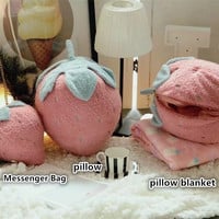 New cute strawberry pillow / strawberry pillow blanket /strawberry Messenger Bag - Thumbnail 1