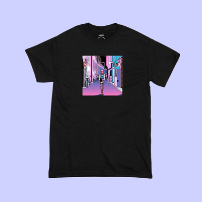 Unisex japanese 8 bit a girl at pastel street t shirt 