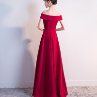 Simple v neck long prom dress, evening dress - Thumbnail 2