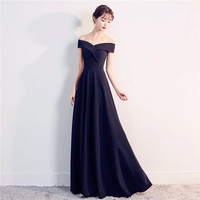 Simple v neck long prom dress, evening dress - Thumbnail 3