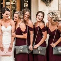 Long Burgundy Bridesmaid Dresses  - Thumbnail 1