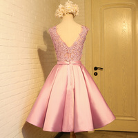 Cute round neck lace short prom dress, homecoming dress - Thumbnail 2