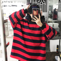 Free Shipping-90s RED STRIPED SWEATER - Thumbnail 1
